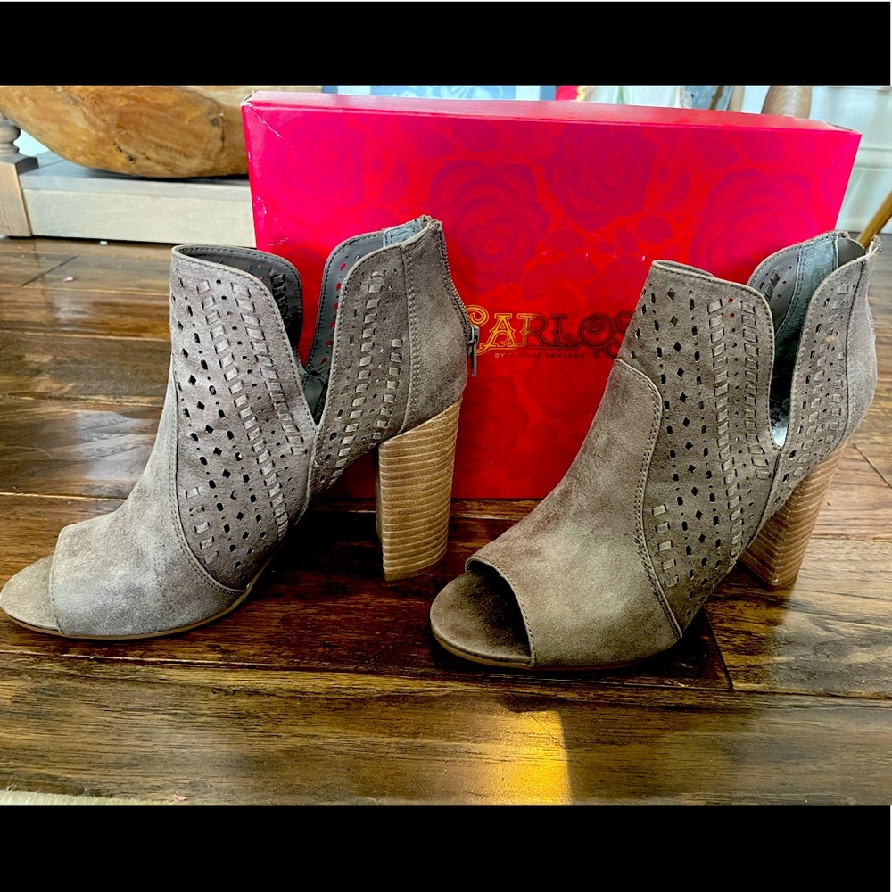 New Carlos Santana Block Heel Peep Toe Bootie 9